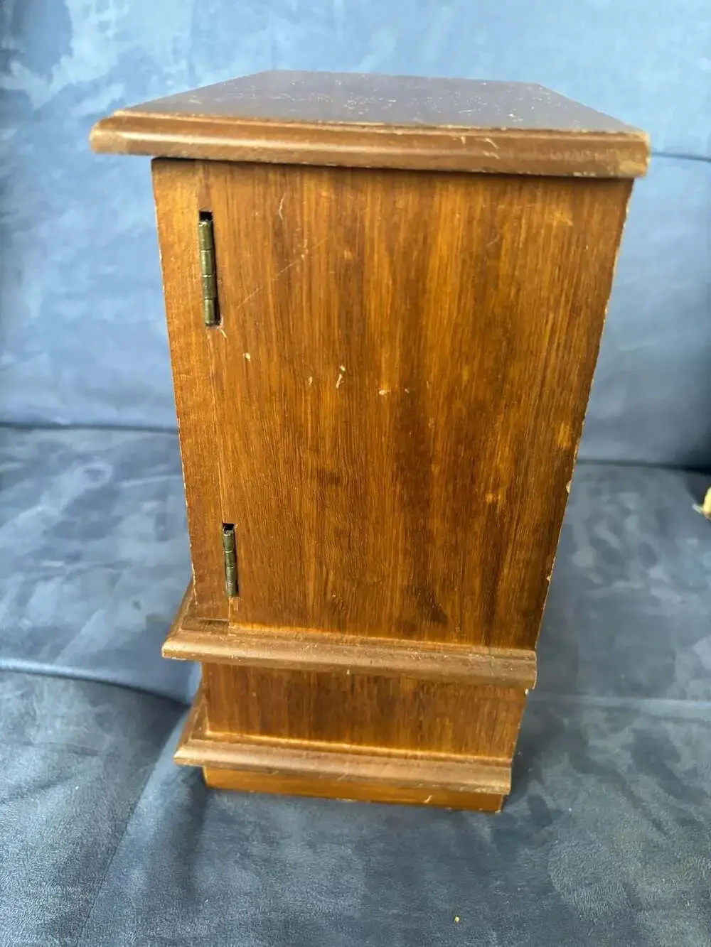 Vintage Wooden Jewelry Box Chest with Lattice Doors and Drawers